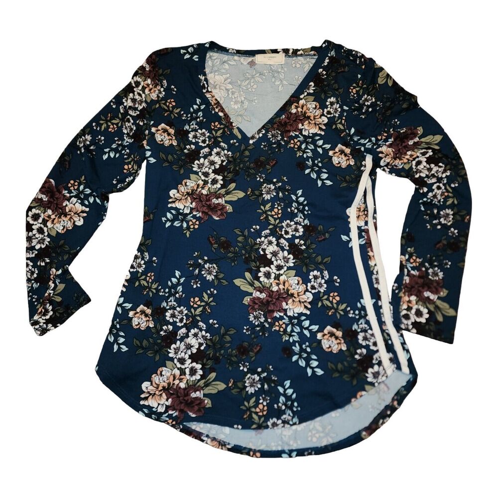 Floral V Neck T-Shirt Long Tunic Size Tall / Long Medium